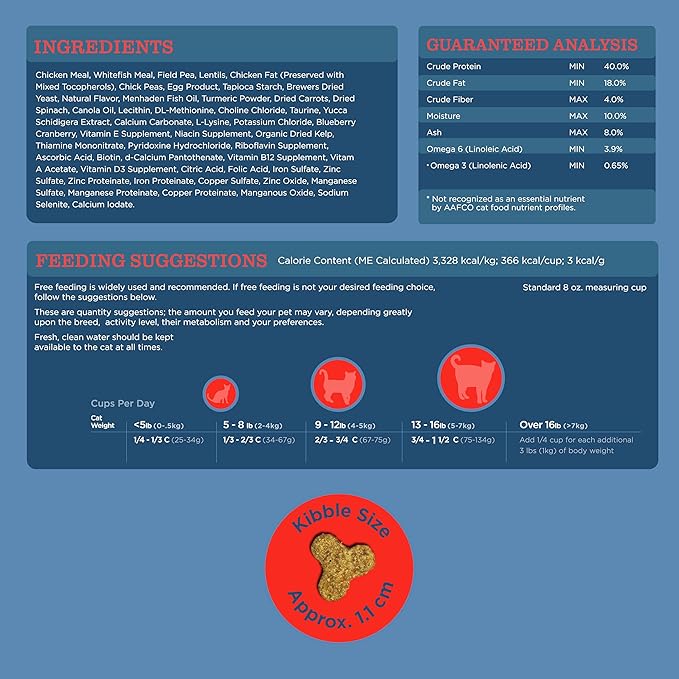 Blackwood Dry Cat Food, Special Diet Formula for Sensitivities, Chicken Meal & Field Pea Recipe, 13.2 Pound Bag, High Protein, Slow Cooked, Grain Free