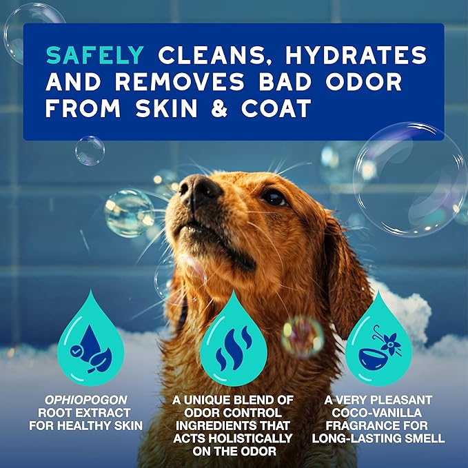 DOUXO® Skin & Coat SPA - Ultra-Safe Odor Control Dog Shampoo for Smelly Dogs, 16 fl oz, Cleans and Hydrates The Skin, Removes Odor, Leaves The Coat Soft and Smelling Great, Skin-Friendly Formula