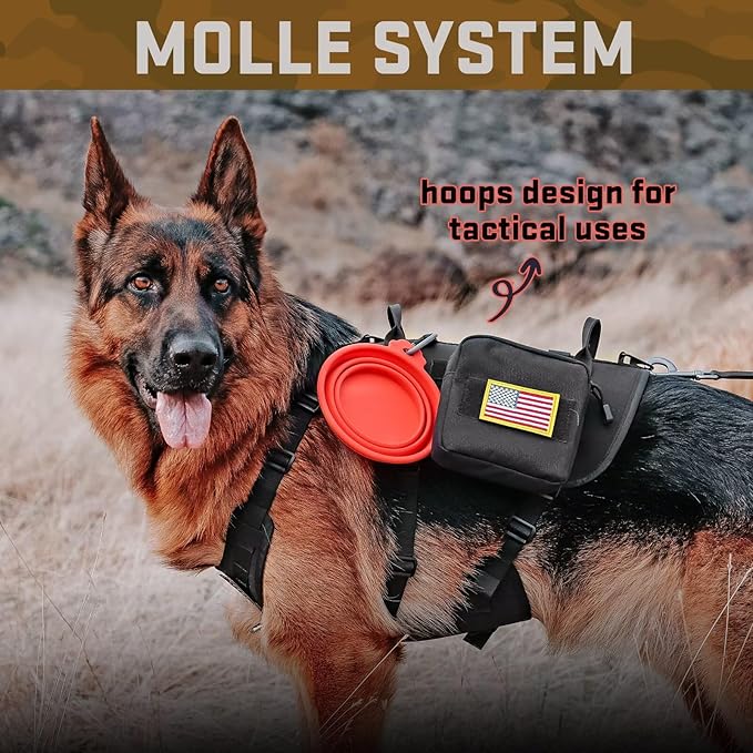 Forestpaw Dog Harness Medium Sized,Tactical Dog Harness with Handle,No Pull Military Style Service Dog Vest with Pockets Adjustable for Medium Dogs,Black,Chest 15.5-25.5"