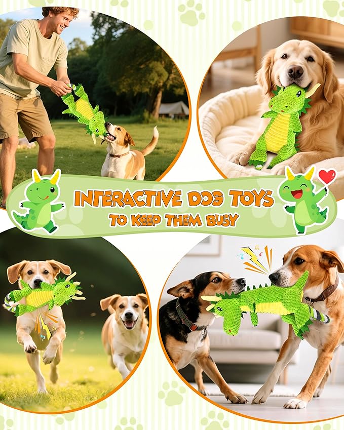Interactive Squeaky Dog Chew Toy,Plush Dog Rope Toys for Small Medium and Large Dogs,Tug of War Dog Toys to Keep Them Busy,Training Reward Gift,Teeth Cleaning