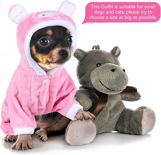 Queekay 2 Pieces Cute Dog Costume Halloween Cat Clothes Pink Pig PET Costume Design Dinosaur Clothing Puppy Outfits PET Hoodie Warm Dress up Clothes for Puppies and Kitten(Medium)