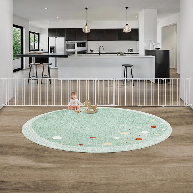 BalanceFrom Easy Walk-Thru Safety Gate for Doorways and Stairways with Auto-Close/Hold-Open Features, 36-Inch Tall, 205-Inch Wide, White