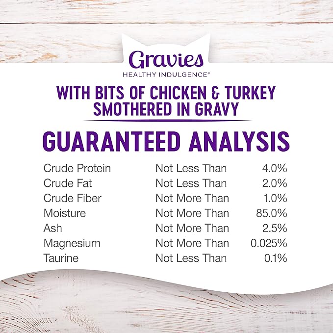 Wellness Healthly Indulgence Gravy Adult Wet Cat Food, Natural, Protein-Rich, Grain Free, 3 Ounce Pouch, 24 Pack, (Chicken & Turkey)
