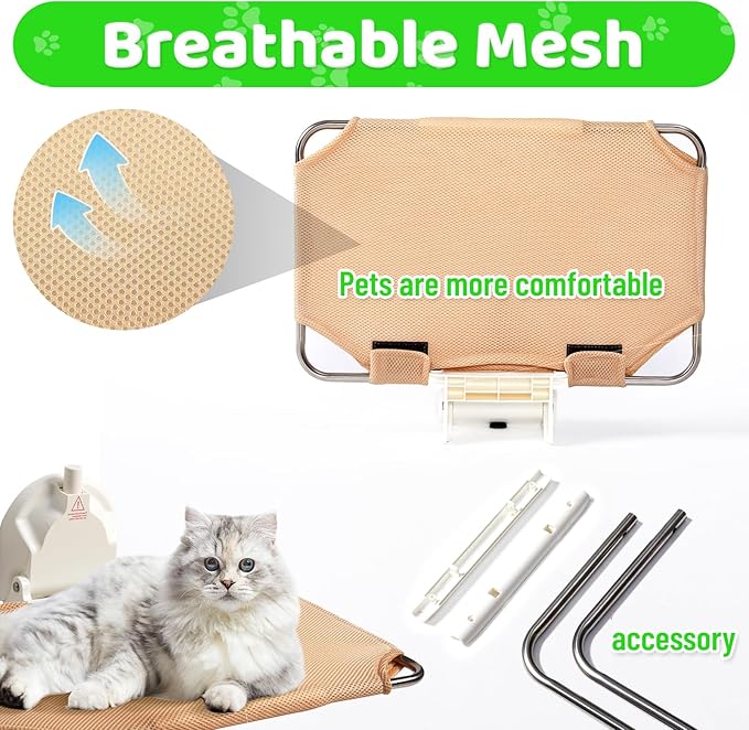 Cat Window Perch for RV & Balcony,Single Suction Cup High Suction Foldable Metal Frame Robust Breathable Lounger Hammock Seat Resting Bed Holds Large Cats Kittens Indoor