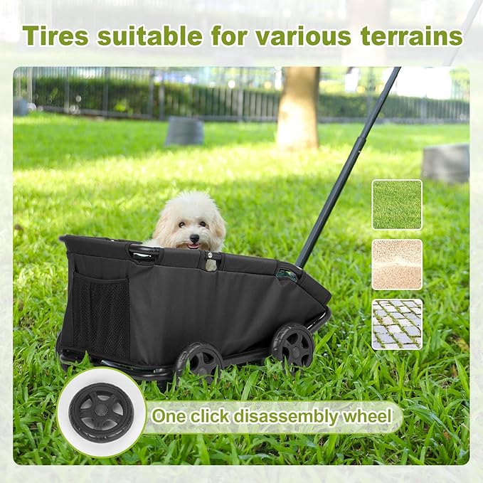 Dog Stroller 4 Wheels Folding Dog Cart Pet Stroller for Travelling Shopping Walking Playing for Small Dogs Cats (Black)