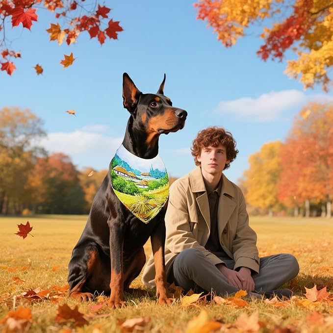 7 Pack Fall Dog Bandanas for Large Dogs Breed 33 Inch XL Autumn Dog Bandana Adjustable Sewing Hemming Scarves Grooming L