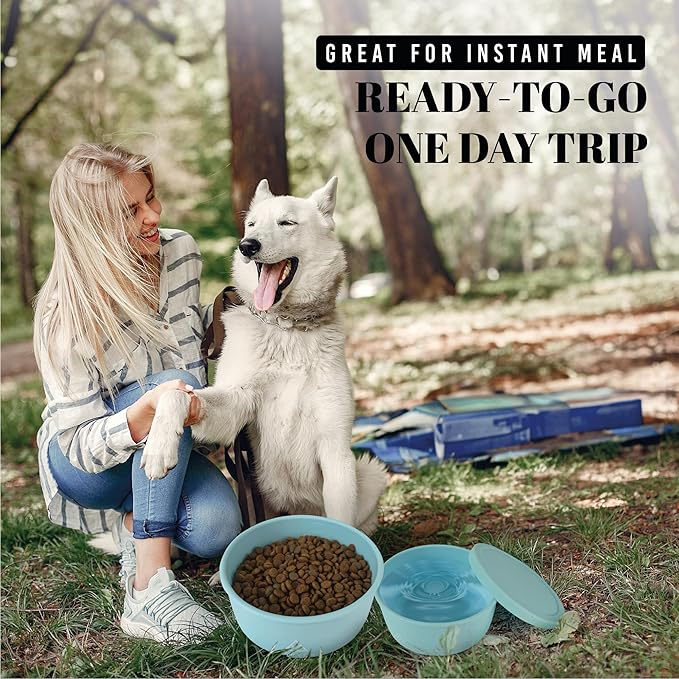 AVERYDAY 30 Oz Travel Dog Bowls with Lids, 2-in-1 Portable Pet Bowls for Food and Water, Leakproof Travel Dog Food & Water Bowl for Outdoor, Camping, Travel Dog Feeding Bowl, Daycare Pet Bowls