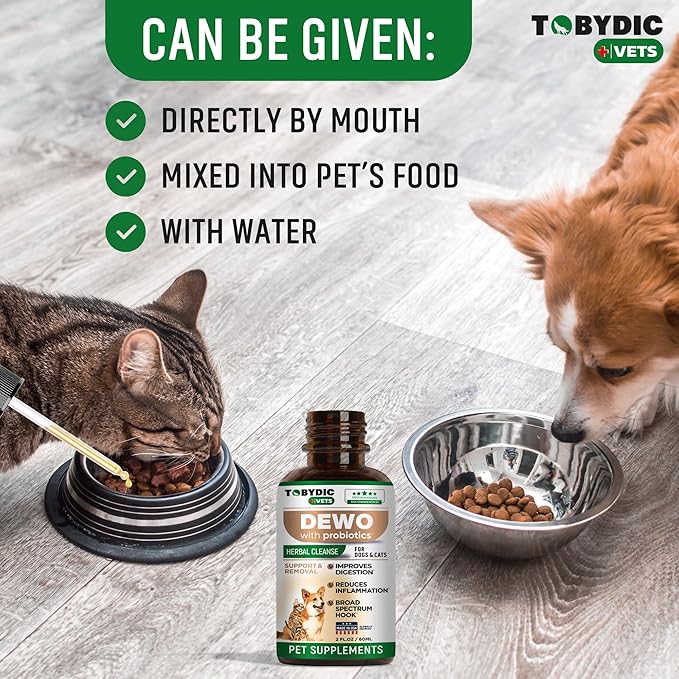 Broad Spectrum Herbal Intestinal Defense with Probiotic for Cats & Dogs - Natural Support Helps to Remove Toxins - Supplement Drops - Made in USA