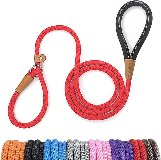 lynxking Slip Lead Dog Leash 6 FT x 1/2 inches Strong Heavy Duty Dog Rope Leash Braided Comfortable Handle for Small Medium Large Dogs