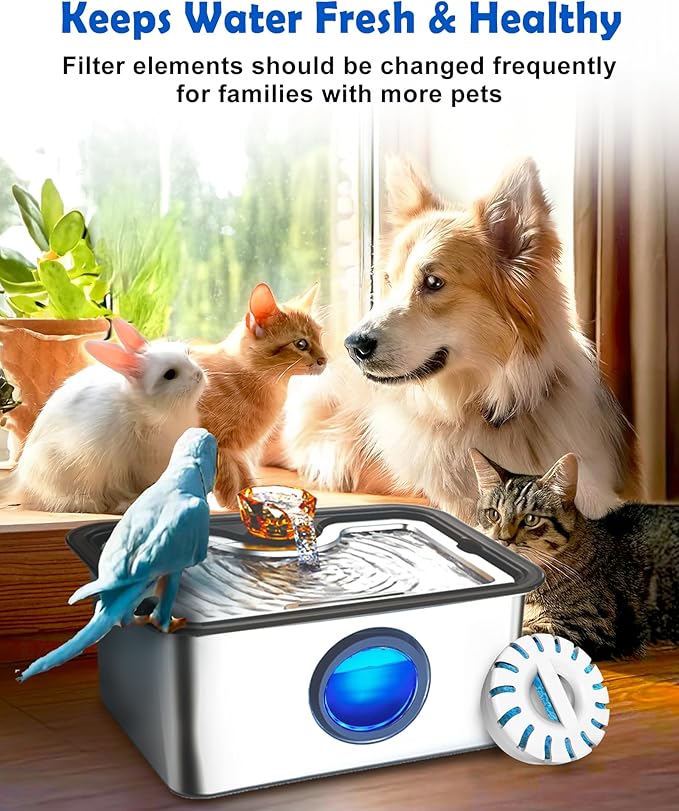 Upgrade Filter Element Pack for FurryPlanet Large Dog Water Fountain Stainless Steel,12L Ultra-Purification Pet Fountain Dog Cat Drinking Dispenser 6in1,Deep Purification Filter,4 Pcs 1 Pack