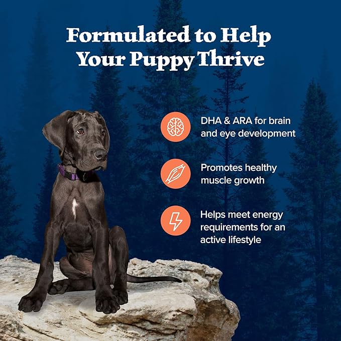 Blue Buffalo Wilderness High-Protein Dry Dog Food for Large Breed Puppies, Made in The USA with Natural Ingredients Plus Wholesome Grains, Chicken, 24-lb Bag.