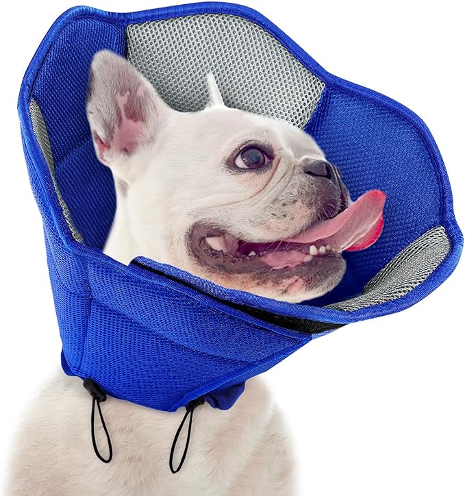 SUNFURA Dog Cone - Soft Cone for Dogs to Stop Licking, Pet E-Collar Alternative After Surgery, Adjustable Pet Recovery Collar for Wound Healing, Blue Medium