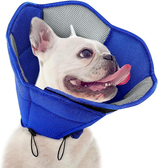 SUNFURA Dog Cone - Soft Cone for Dogs to Stop Licking, Pet E-Collar Alternative After Surgery, Adjustable Pet Recovery Collar for Wound Healing, Blue Small