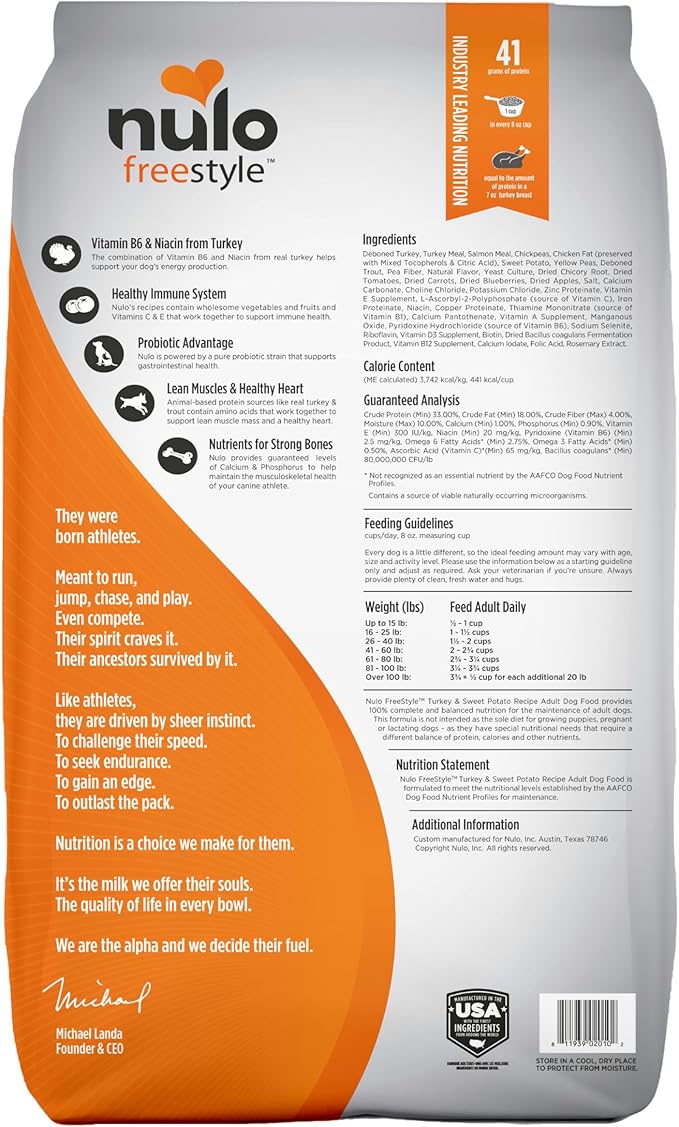 Nulo Freestyle Adult Dog Food, Premium All Natural Grain-Free Dry Small Kibble Dog Food, with BC30 Probiotic for Healthy Digestion, and High Animal-Based Protein with no Chicken or Egg Alternatives