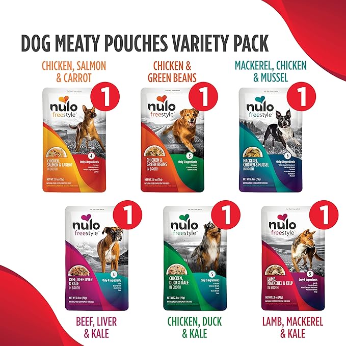 Nulo Freestyle Variety Flavor Real Meat Grain-Free Premium Puppy & Dog Food Topper, 2.8 Ounce (Pack of 6)