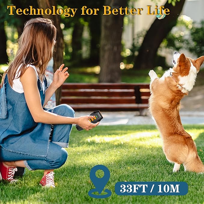 Ultrasonic Dog Barking Deterrence Device, Dog Training Tool, Animal Trainer, Rechargeable Anti-Barking Device, Suitable for Both Indoor and Outdoor Use, Black