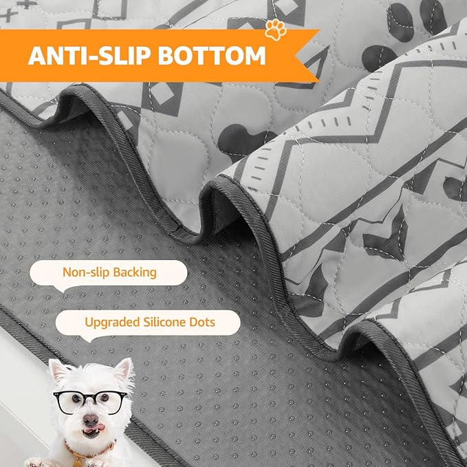 LOOBANI Washable Pee Pads for Dogs: 2-Pack Leak-Proof and Non-Slip Reusable Puppy Pads, Super Absorbent Whelping Pads for Potty Training, Playpens, Crates, Floors, Beds, and Couches, 34x36 in