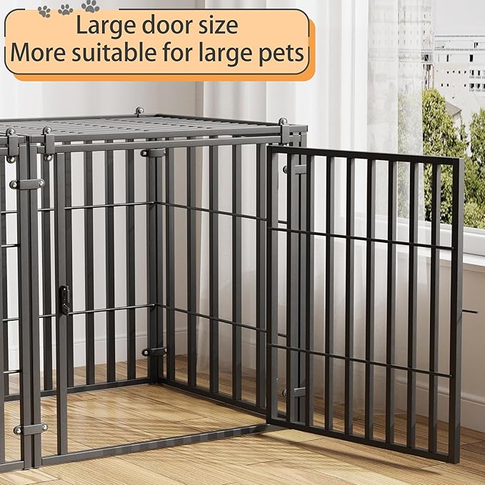 Steel Tube Heavy Large Dog Crate, 48" L x 28" H Dog Crates for Medium Large Dogs, Big Dog Cage, Dog Kennel, Puppy Dog Playpen with Top, Pet Cage, Indoor, New Model