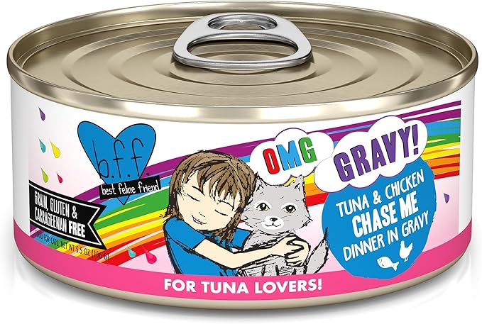 B.F.F. OMG - Best Feline Friend Oh My Gravy!, Tuna & Chicken Chase Me with Tuna & Chicken, 5.5oz Can (Pack of 8)