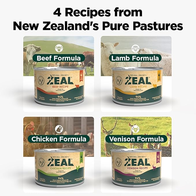 ZEAL New Zealand Wet Dog Food – High Protein, Pure Nutrition, Grain-Free with Superfoods (Lamb, 13.76oz Can 12-Pack)