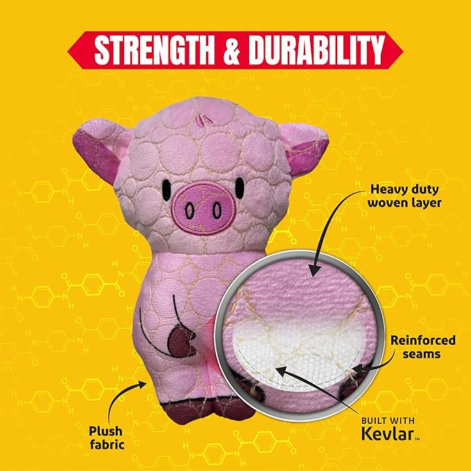 Bite Force -Durable & Strong Dog Toy Pig with Squeaker, Kevlar-Reinforced for Aggressive Chewers for Small Medium Large Dogs - Green.
