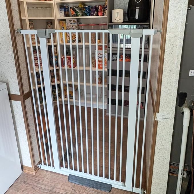 51 Inch Extra Tall Baby Gate Auto Close Cat Gate Adjustable 29.92"-43" Wide Pressure Mounted Pet Gate for Doorways,Stairs, House (White, 51.18 inch)