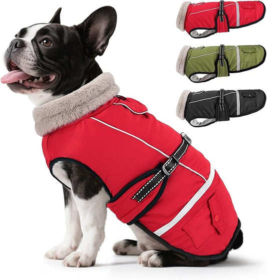 Dog Coat, Warm Dog Winter Coat Reflective Jacket Waterproof Fleece Vest, Pet Jacket Cozy for Cold Weather, Dogs Snowsuit Windproof, Adjustable Buckle for Small Dogs