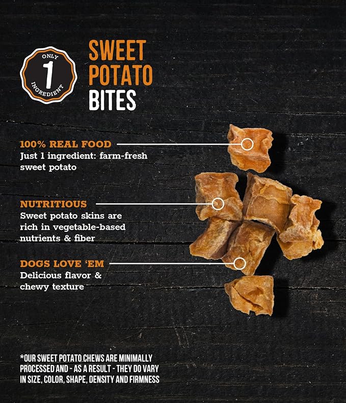 Wholesome Pride Sweet Potato Bites 100% All-Natural Single Ingredient Dog Treats, 16 oz