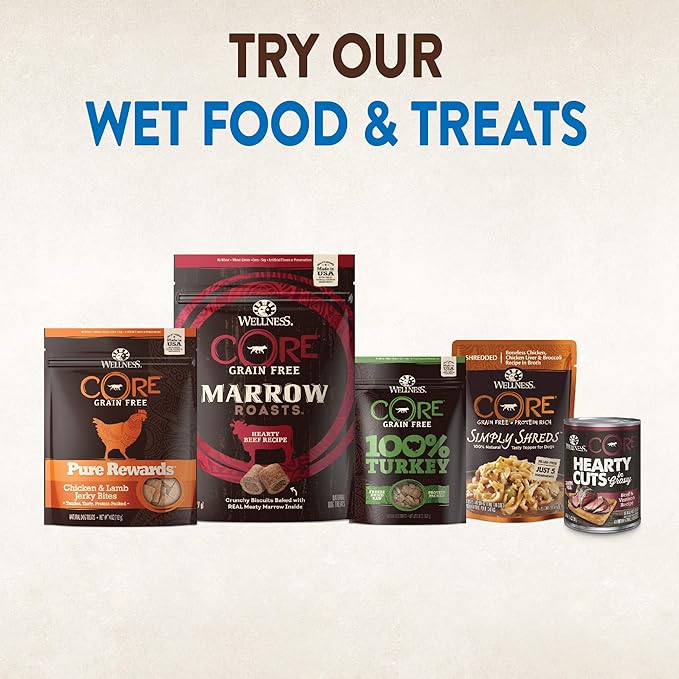 Wellness CORE Grain-Free High-Protein Large Breed Adult Dry Dog Food, Made in USA with Real Chicken & Natural Ingredients, With Glucosamine & Chondroitin to Support Joint Health (26-Pound Bag)