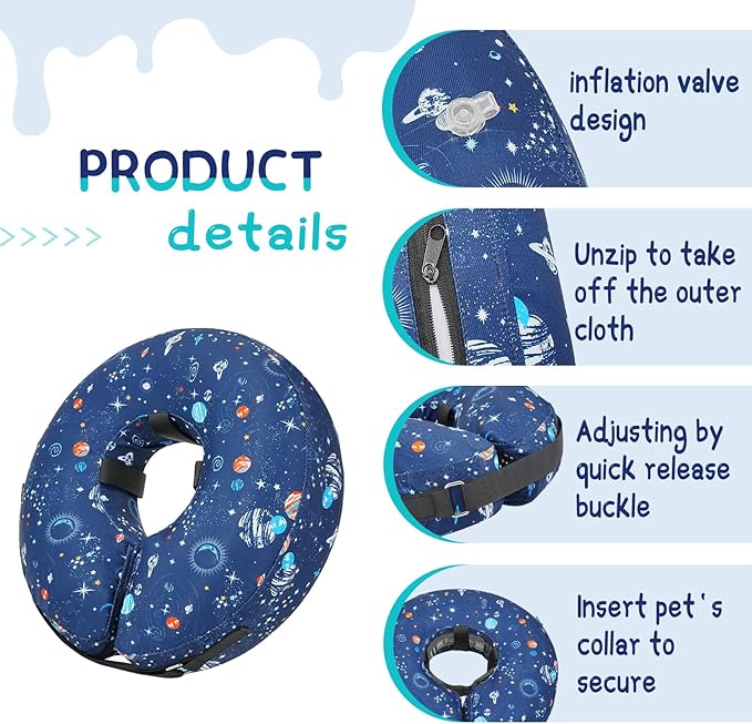 Supet Inflatable Dog Cone Collar Alternative After Surgery, Doggie Neck Donut Collar Recovery ECollar for Post Surgery, Soft Dog Cone for Small Medium Puppies Cats