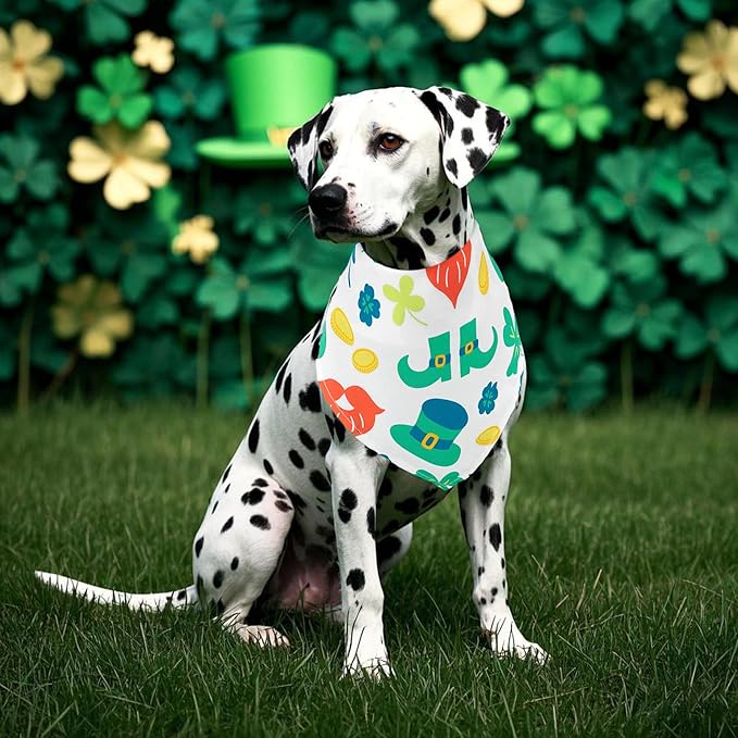 St Patricks Day Dog Bandanas for Large Dog Breed 7 Pcs Sewing Hemming Dogs Bandanas 33 Inch XXL Adjustable Scarves Grooming L