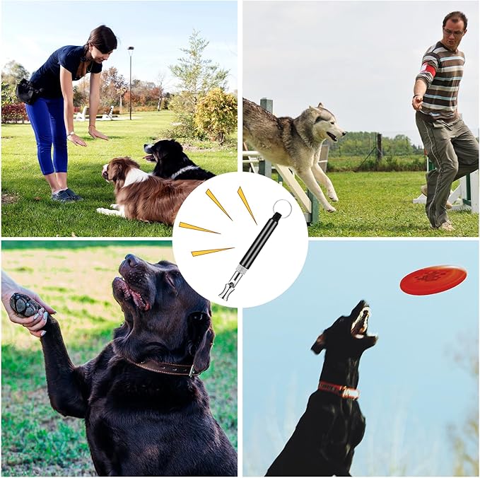 2 Pack Dog Whistle to Stop Barking Neighbors Dog, Dogs Whistle Training Whistles with Lanyard Adjustable Ultrasonic Silent Dogs Recall Whistles Effective Recall & Long Range (Black)
