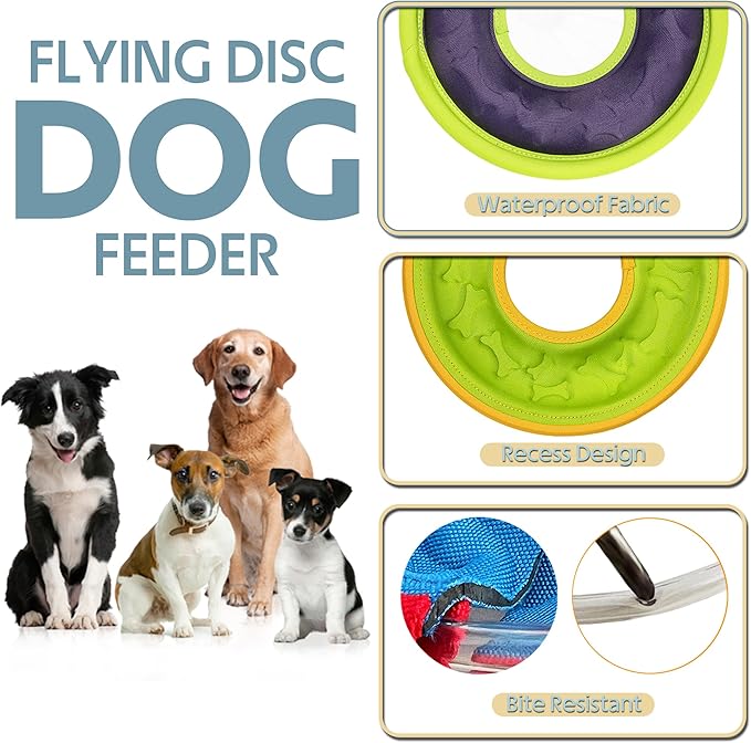 3 Pcs Flying Discs, Interactive Flyer Toys, Feedable Lightweight Catch and Fetch Toys for Small Medium Large Dogs, Floats in Water & Safe on Teeth, 9.05 Inch