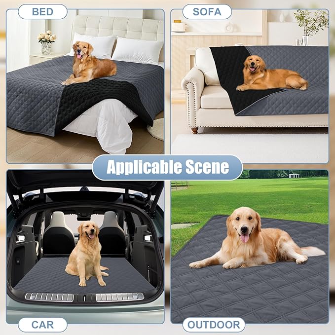 Smiry Waterproof Dog Blanket, Reversible Dog Bed Cover Pet Blanket, Soft Pet Couch Covers for Sofa Washable, Bed Couch Sofa Furniture Protector for Puppy Cat Kids (82"x82", Dark Grey/Black)