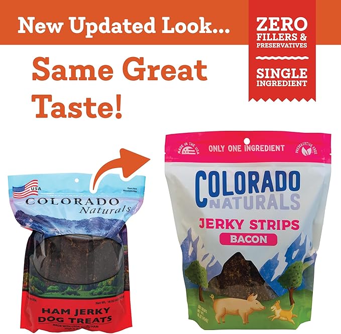 Bacon Jerky Strips Dog Treats, 16 oz – All-Natural, Made in USA, No Fillers or Preservatives – Great Source of Protein