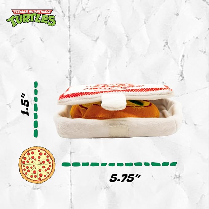 design LAB, Inc. Teenage Mutant Ninja Turtle Official Merchandise | TMNT Toys Nesting Plush Dog Toy | Pizza Box with Pizza Great for Interactive Play