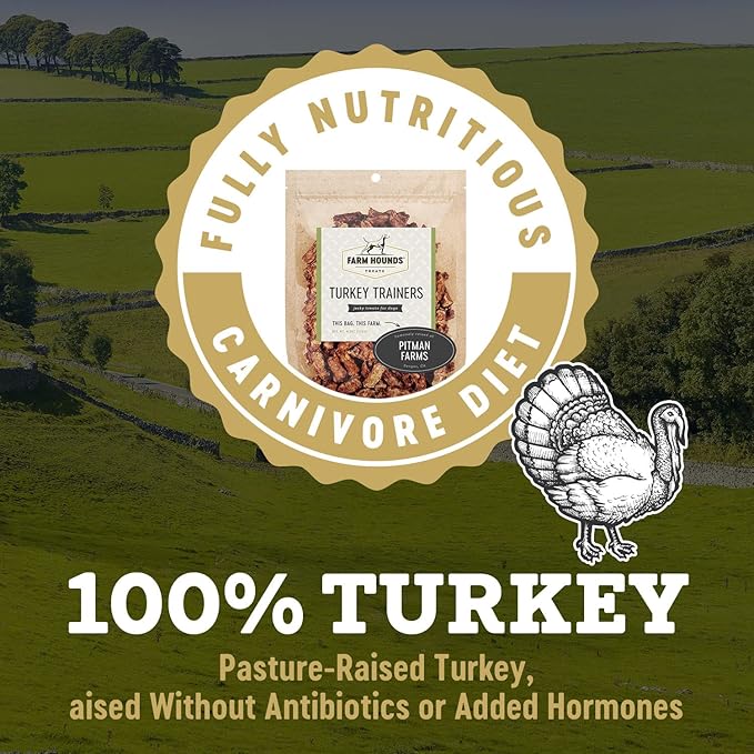 Farm Hounds - Turkey Trainers - Premium Natural Jerky for Dogs - 100% Humanely Raised Turkey - Easy-Break - Great for Training & Treats - No Added Fillers - Made in USA - 4.5 oz - 1 Pack