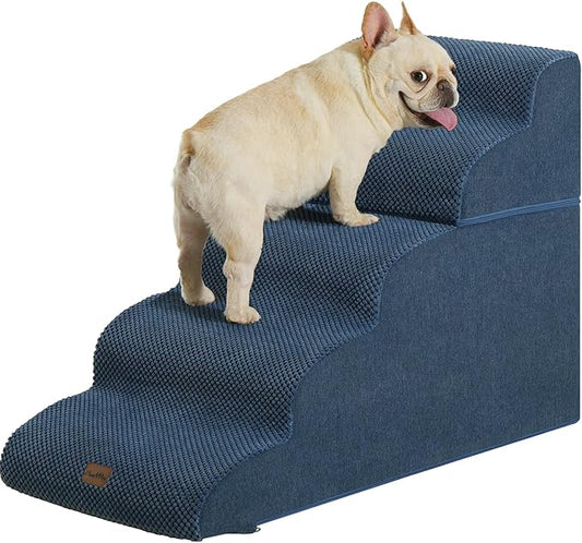 Made4Pets Dog Stairs Ramp for High Bed, 5-Step Pet Stairs for Bed Couch Sofa Climbing, 35D Foam Pet Steps for Small Dogs and Cats, Non-Slip Bottom Dog Steps, Navy