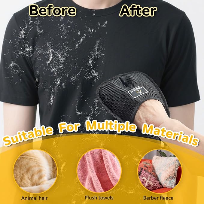 3Pcs Electrostatic Gloves Pet Hair Removal, Pet Hair Remover Glove, Washable Reusable Dogs Cats Hair Gloves for Furniture Bed Sheets Couch Clothes Carpet Car