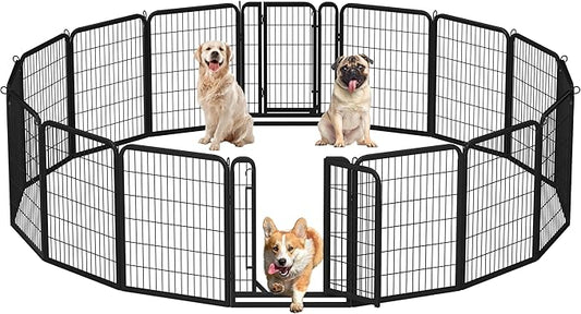 Yaheetech Dog Playpen Outdoor, 32 inch 16 Panels Dog Pen Indoor Heavy Duty Puppy Exercise Pen Metal Pet Fence for RV Camping/Yard/Garden