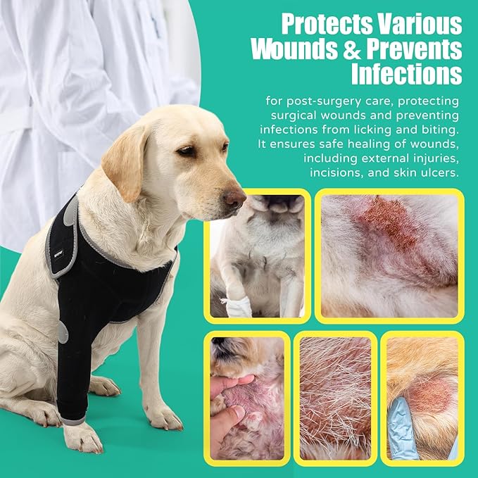 Dog Recovery Sleeves, Cone Collar Alternative, Reflective Material Design Abrasion Resistant Dog Recovery Suit, Washable 3mm Thick and Waterproof, Pets Sleeve Anti Licking Wounds and Keep Dry