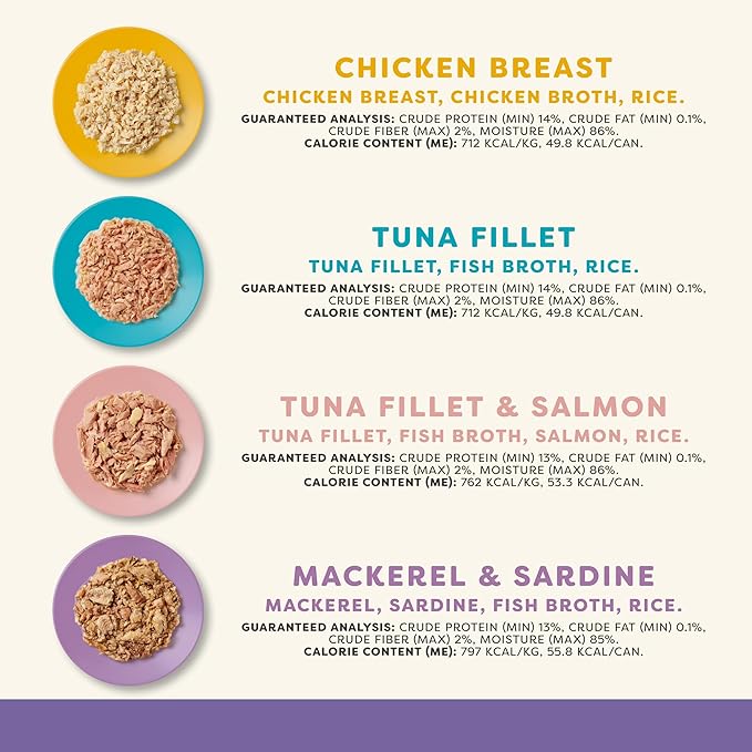 Applaws Natural Wet Canned Cat Food, Made with Limited and Natural Ingredients, High Protein with No Artificial Additives or Fillers, Variety Broth Recipe (24 Count, 2.47 oz Cans)