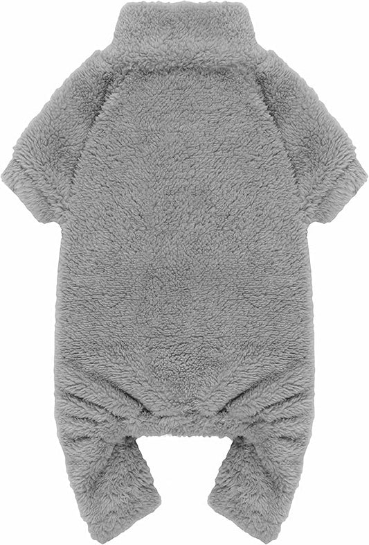 Fuzzy Dog Pajamas Turtleneck Dog Clothes Warm Soft Cozy Lightweight Dog Pjs Dog Sweaters for Small Dogs(Grey-XXS)
