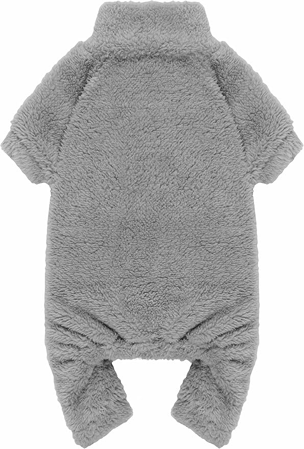 Fuzzy Dog Pajamas Turtleneck Pet Clothes Warm Soft Cozy Lightweight Pet Pjs Dog Sweaters for Small Dogs(Grey-S/M)