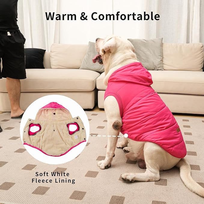 Fleece Lining Extra Warm Dog Hoodie in Winter,Small Dog Jacket Puppy Coats with Hooded Pink XS