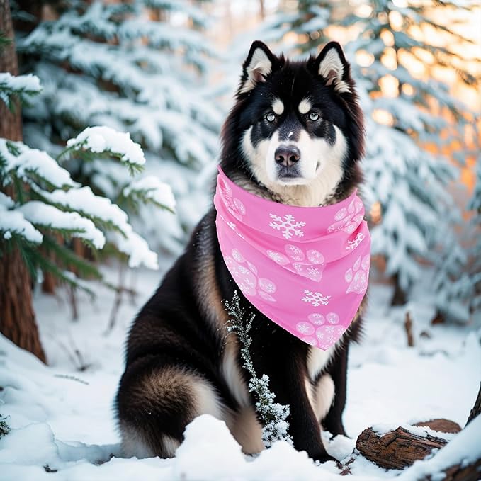 7 Pack Winter Dog Bandanas for Large Dogs Breed Sewing Hemming 33 Inch XL Dog Bandanas Adjustable Scarves Grooming L
