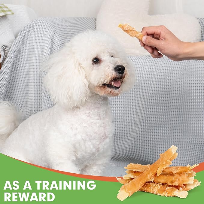 MON2SUN Rawhide Free Dog Treats, 4 Inch Chicken Wrapped Cod Fillet Dog Snacks for Small Dogs, Soft and Training Treats, 10.58oz (30 Count-Pack of 1)