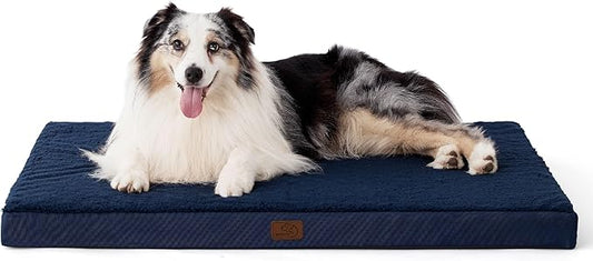 Bedsure XL Dog Bed for Crate - Large Orthopedic Flat Pet Beds with Removable Washable Cover, Egg Crate Foam Crate Mat, Suitable for Pet Up to 90 lbs