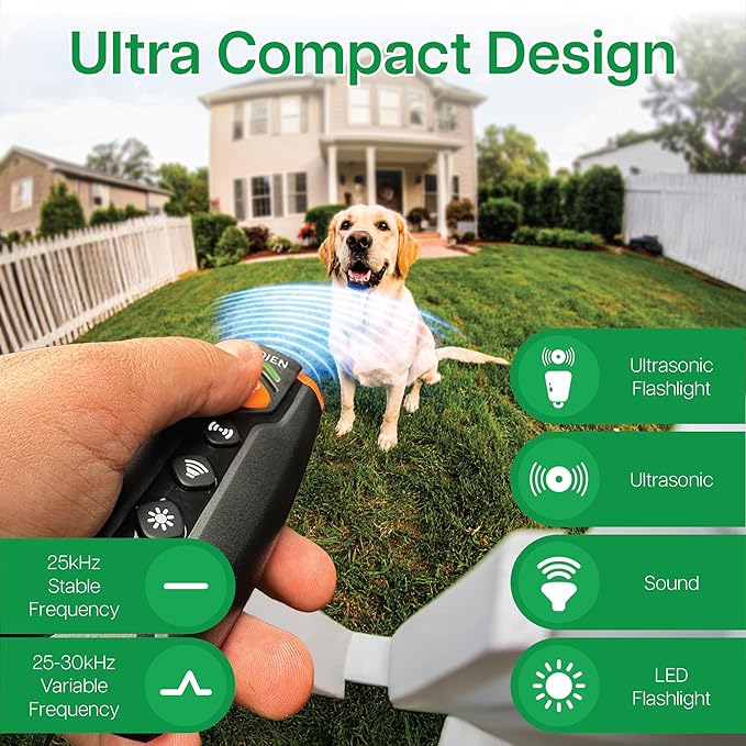 Dog Bark Deterrent Devices, Ultrasonic Anti Barking Device for Dogs, Stopping Own or Neighbor's Dog Barking, Rechargeable & Portable Dog Training Device, Safe & Effective for Indoor & Outdoor Use