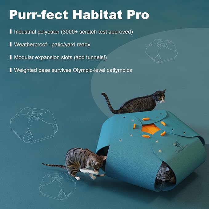 Spring Blossoms Cat Tunnel, Cat Cave for Indoor Cats Bed,Scratch Resistant Cat Toys for Medium Large Cats Hide and Seek Toy (Peacock Blue)